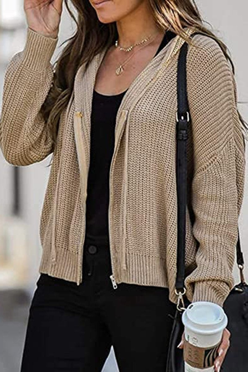 Zipper Casual Sweater Hooded Coat