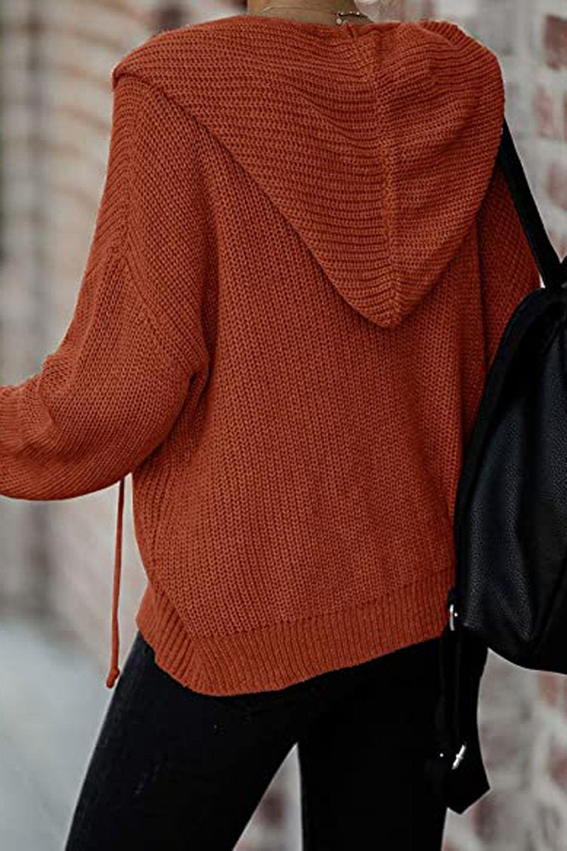 Zipper Casual Sweater Hooded Coat