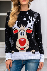 Christmas Elk Print Casual Sweater