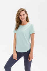 Short Sleeve Curved Hem Sports Top