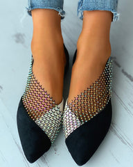 Colorblock Studded Patch Slip-On Shoes