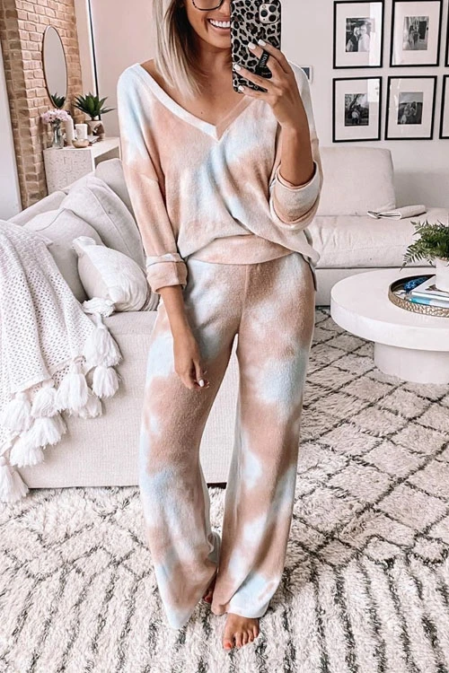 Tie Dye V Neck Set