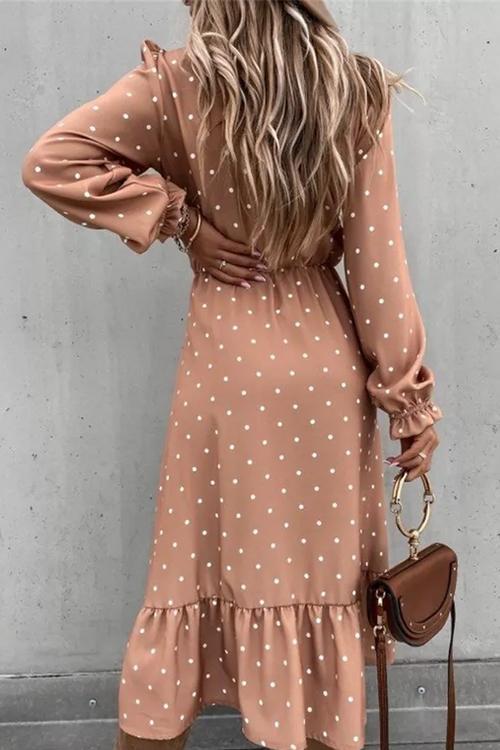 Polka Dots flouncing Maxi Dress