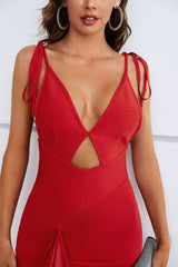 Verdandi Plunging Draped Evening Bandage Dress