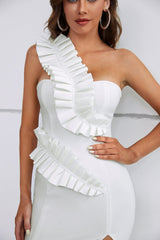 Saly Ruffled One Shoulder Bandage Dress