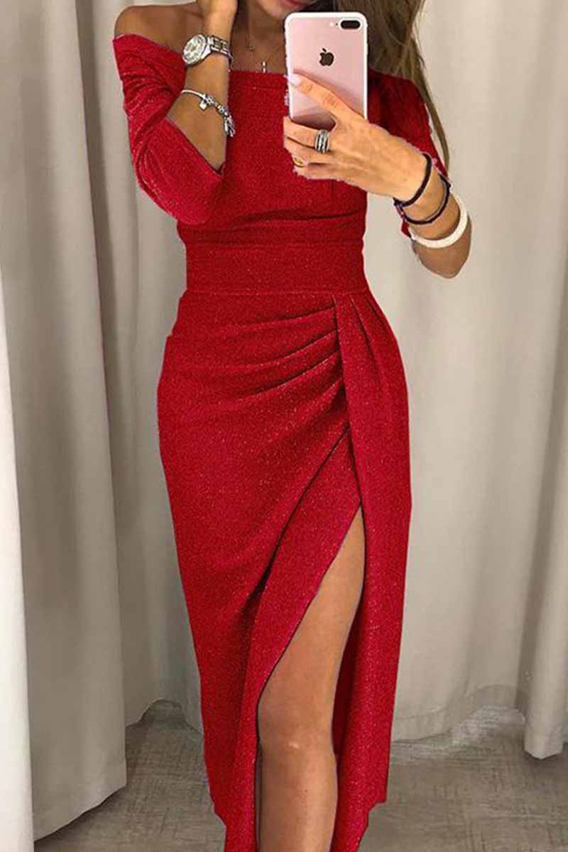 Wrap Hip Slit Collar Maxi Dresses(5 Colors)