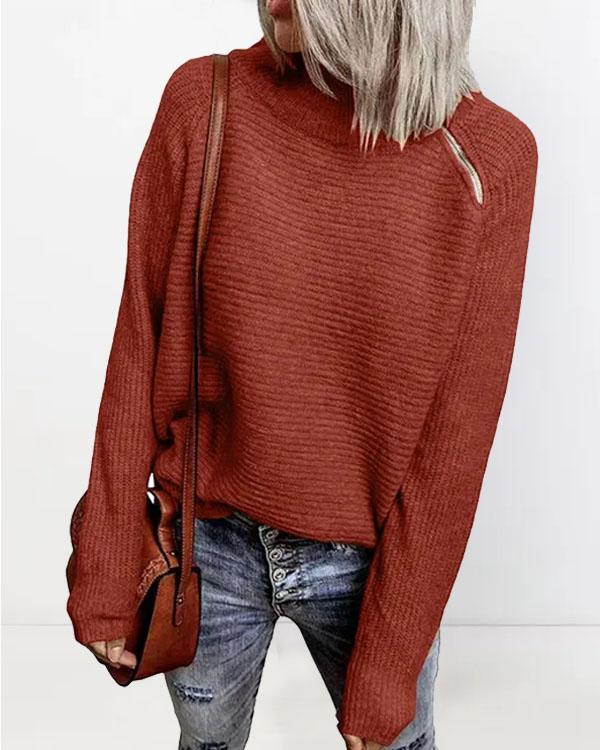 Zipper Shoulder Cozy Sweater