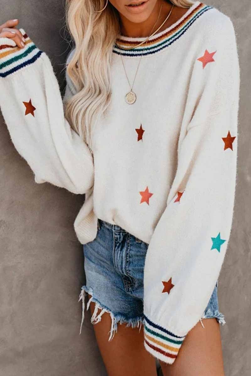 Fashion Loose Star Print Sweater