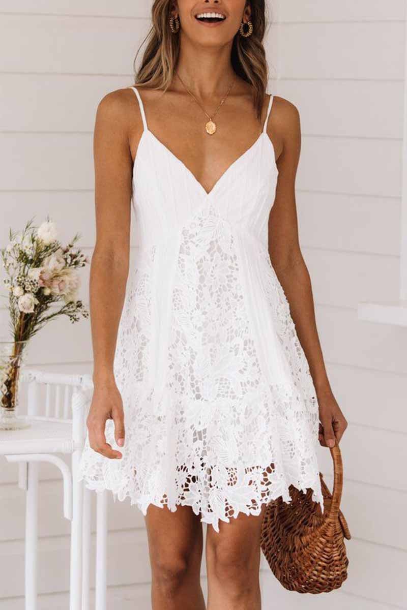 Sexy Lace Sling Halter Mini Dresses