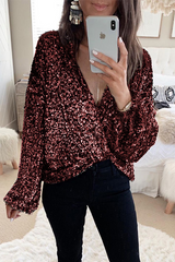 Sequin Stitching Wrap Blouse