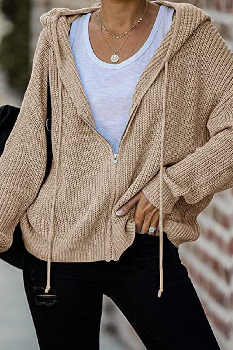 Zipper Casual Sweater Hooded Coat