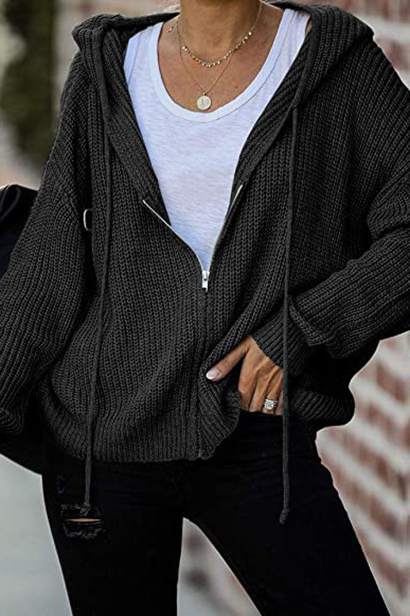 Zipper Casual Sweater Hooded Coat