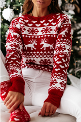 Christmas Elk Long Sleeve Knitted Sweater