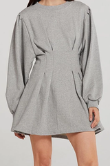 Puff Sleeves Sweater Dress
