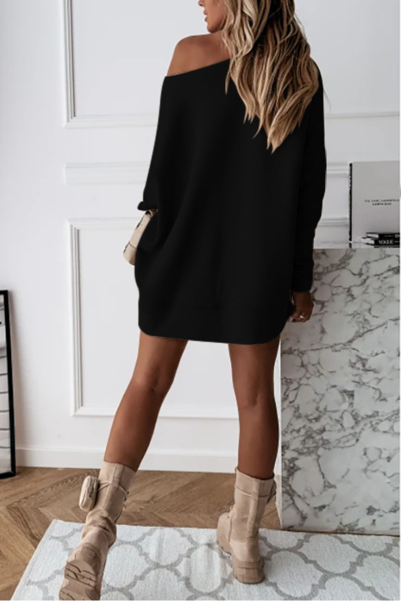 Christmas Skew Shoulder Mini Dress