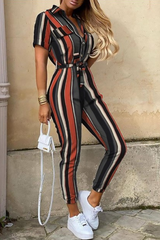 Vintage Drawstring Waist Shirt Jumpsuit