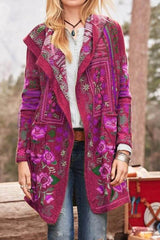 Vintage Floral Print Long Sleeve Coat