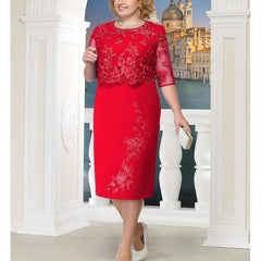 Women Big Size Dress Elegant Lace Dress Female Large Size Evening Party Dresses