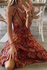 Bohemian V-Neck Sling Maxi Dress