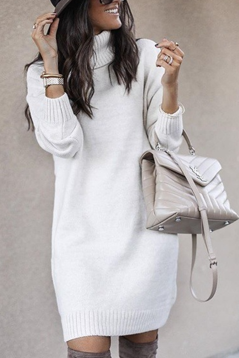 Casual Turtleneck Knit Long Sweater