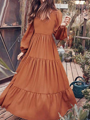 Women's Swing Dress Maxi long Dress Long Sleeve Solid Color Patchwork Fall Hot Casual Black Green Brown M L XL XXL 3XL 4XL 5XL