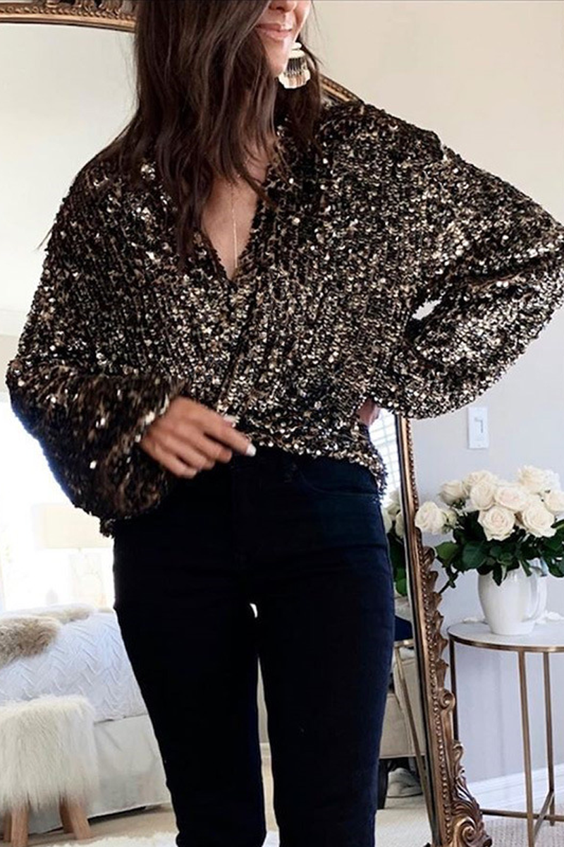 Sequin Stitching Wrap Blouse