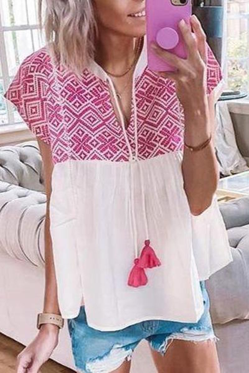 Bohemian V-Neck Tassel Top