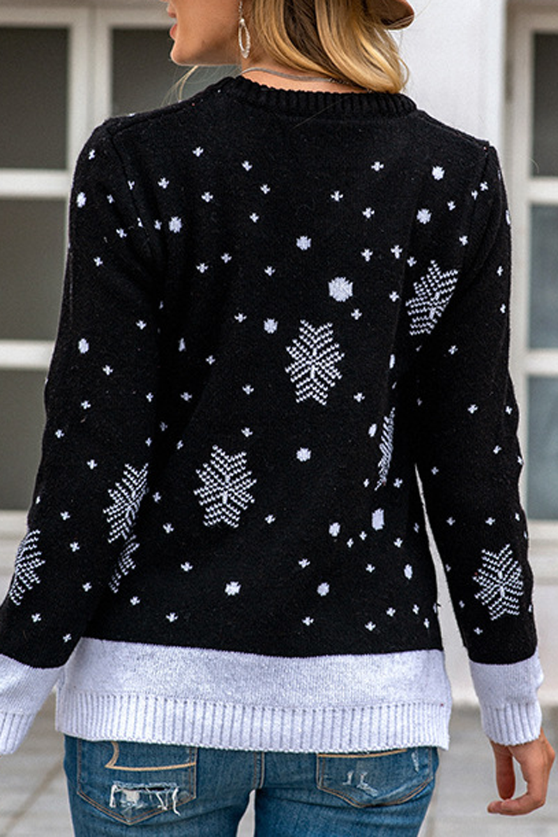 Christmas Elk Print Casual Sweater