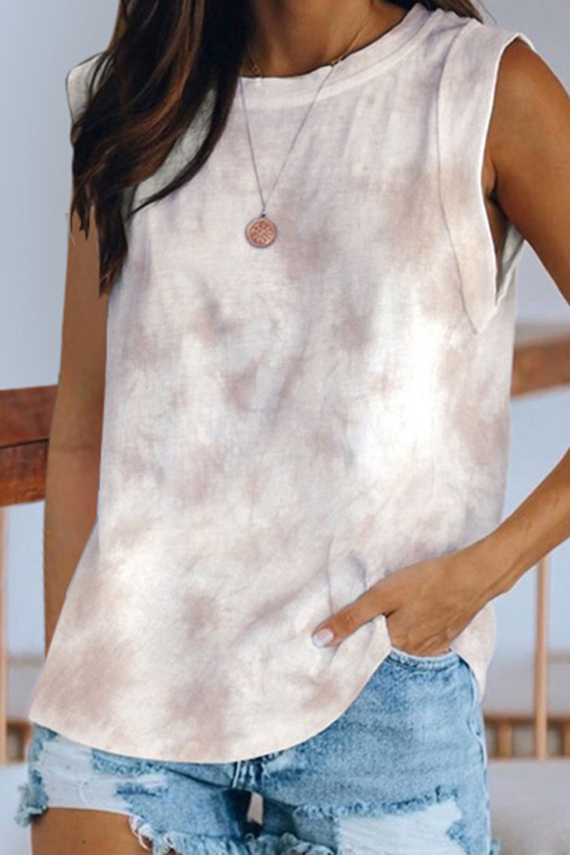 Tie Dye Round Neck Sleeveless Top