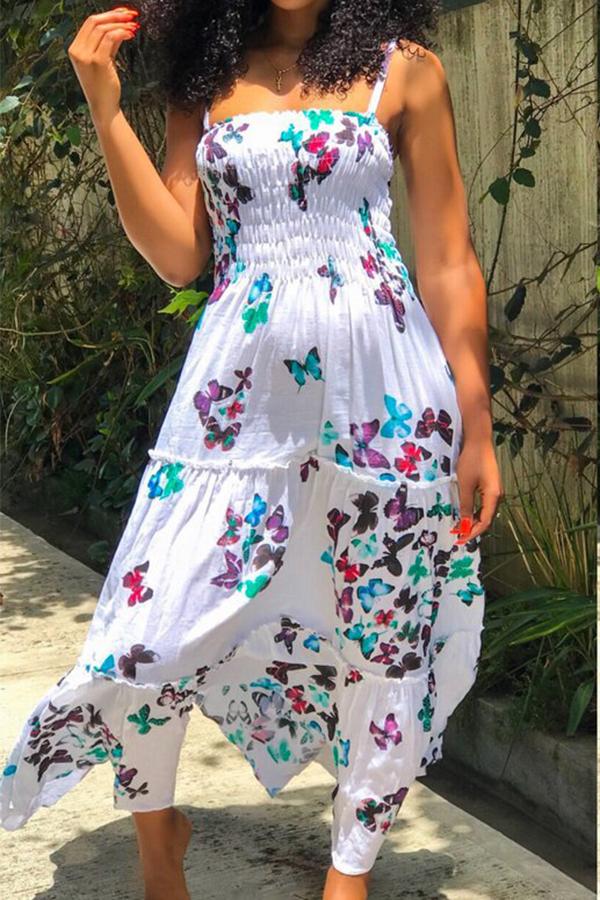 Printed Ruffle Maxi Dress