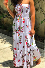 Printed Ruffle Maxi Dress