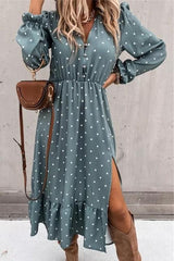 Polka Dots flouncing Maxi Dress