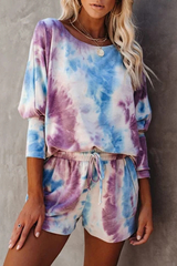 Tie Dye Drawstring Waist Two Pieces Sets