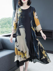 Women's Shift Dress Maxi long Dress - Long Sleeve Geometric Hot Slim Black M L XL XXL 3XL 4XL