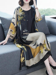 Women's Shift Dress Maxi long Dress - Long Sleeve Geometric Hot Slim Black M L XL XXL 3XL 4XL