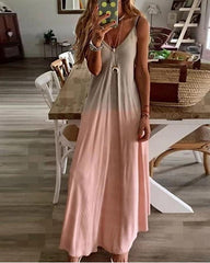 Women's Strap Dress Maxi long Dress Sleeveless Color Gradient Summer