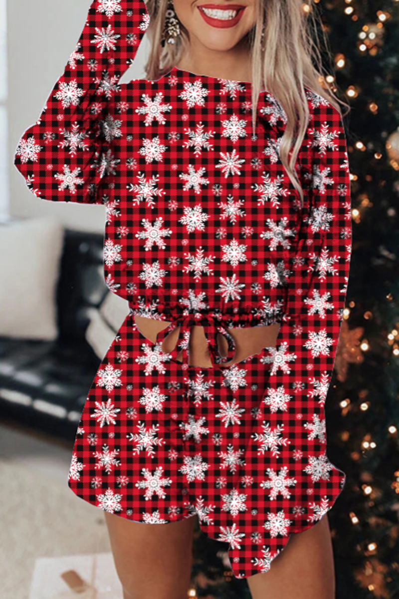 Christmas Drawstring Waist Two Pieces Sets