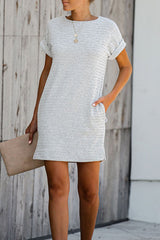 Round Neck Short Sleeve Mini Dress