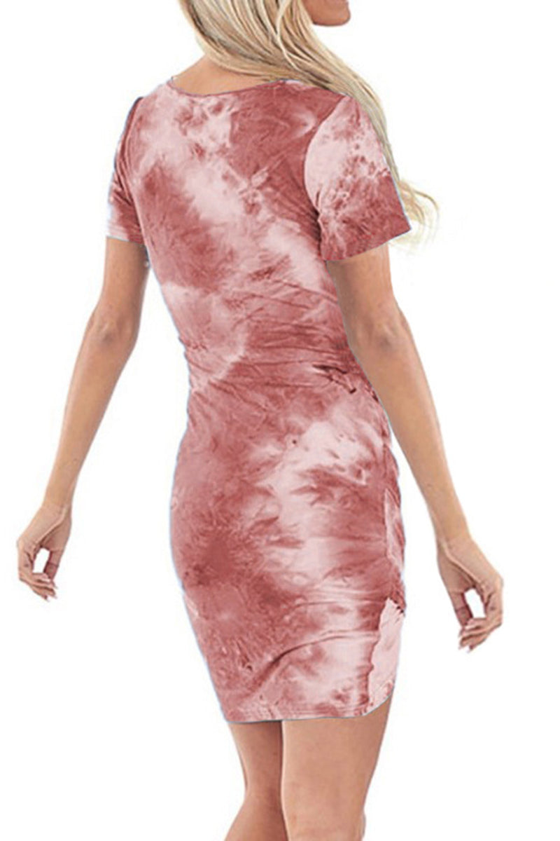 Tie Dye Knotted Irregular Hem Dress