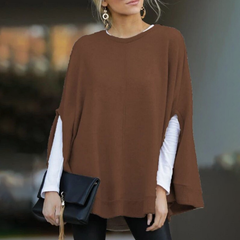 Casual Solid Color Bat Sleeve Knitted Top