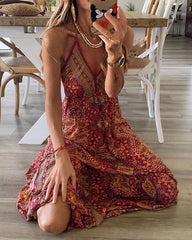 Print Sleeveless A-line Casual/Boho/Vacation Maxi Dresses