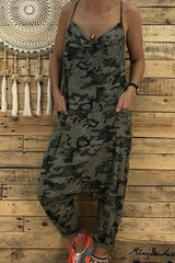 Camouflage Printed Halter Loose Jumpsuits