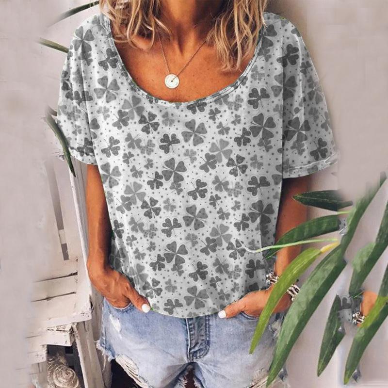 Scoop Neck Floral Print T-Shirt