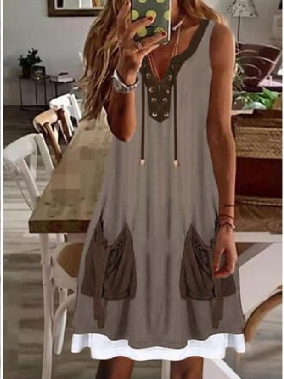 Sexy V Neck Loose Printed Dress