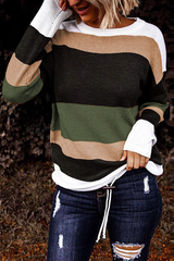 Color Stripe Round Neck Sweater