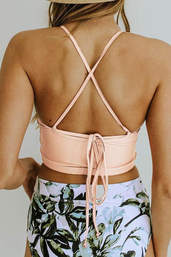 Printing High Waist Sleeveless Casual Bikini