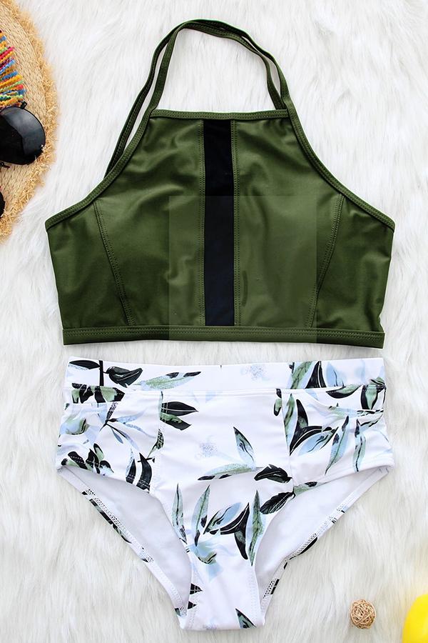 Printing High Waist Sleeveless Casual Bikini