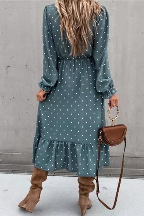 Polka Dots flouncing Maxi Dress