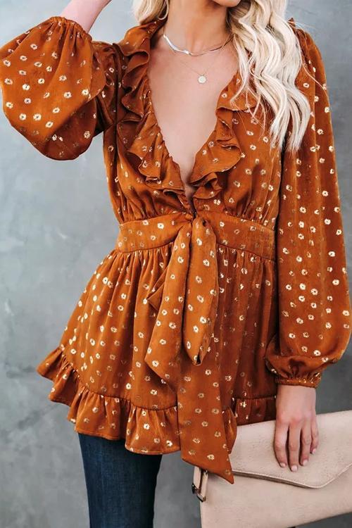 Ruffled V Neck Daisy Top