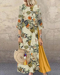 Retro Floral High Split Maxi Dress